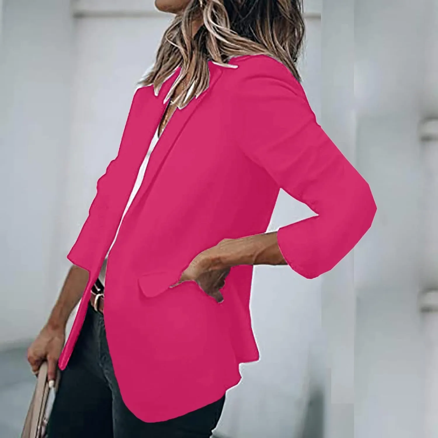 2023 Blazer Jackets for Women Open Front Suit Coats Long Sleeve Casual Work Office Blazers Trendy Business Dress Cardigan