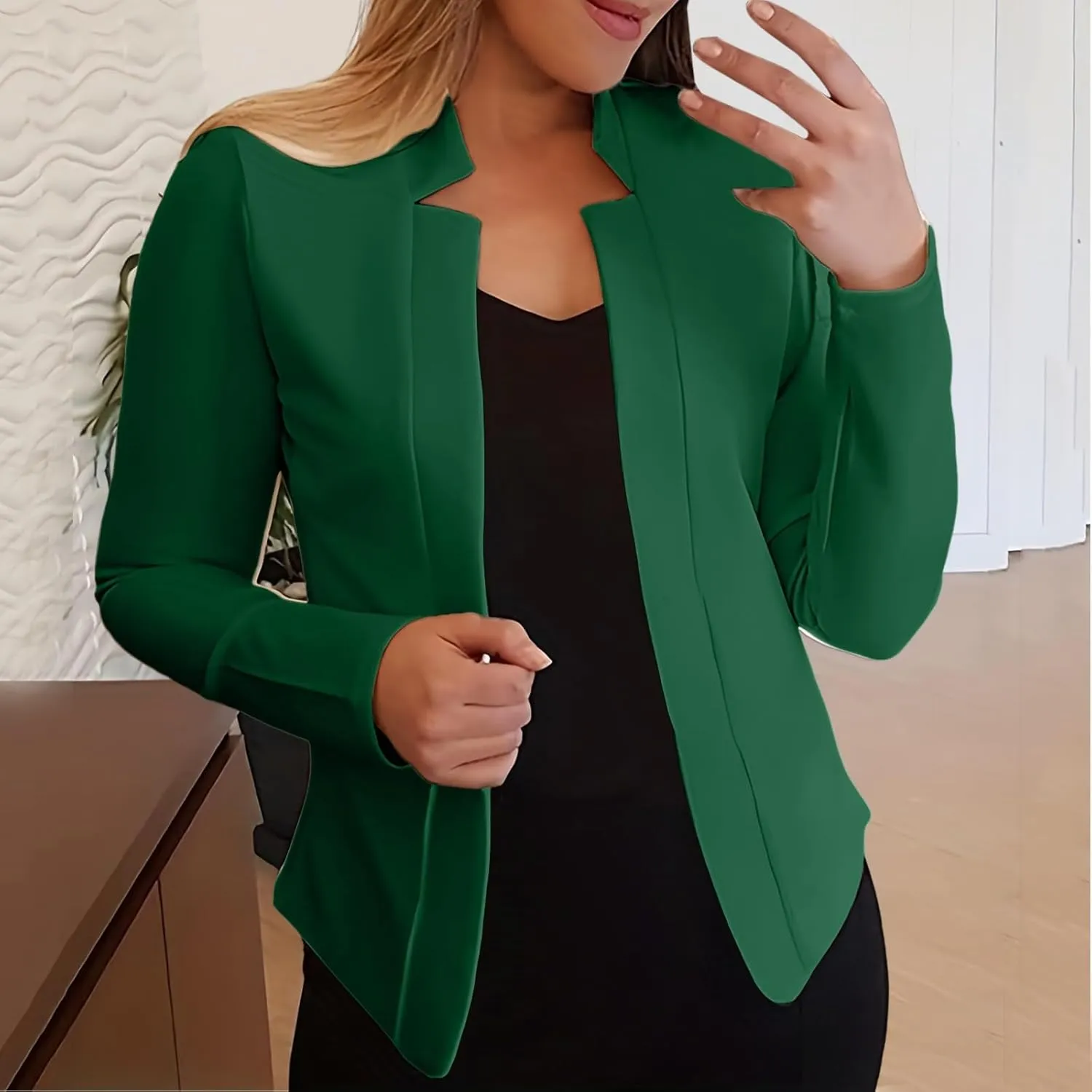 2023 Women Petite Blazers Trendy Casual Puff Sleeve Bolero Shrug Open Front Fall Cropped Suit Jackets Stylish Cardigan Coats