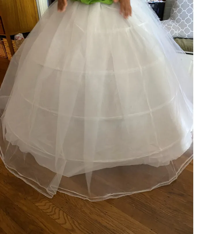 3 Hoops Big White Petticoat Crinoline Underskirt Slip For Wedding Bridal Quinceańera Ball Gown