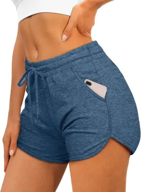 Aloodor Womens Athletic Shorts Running Dolphin Shorts with Pockets and Drawstring