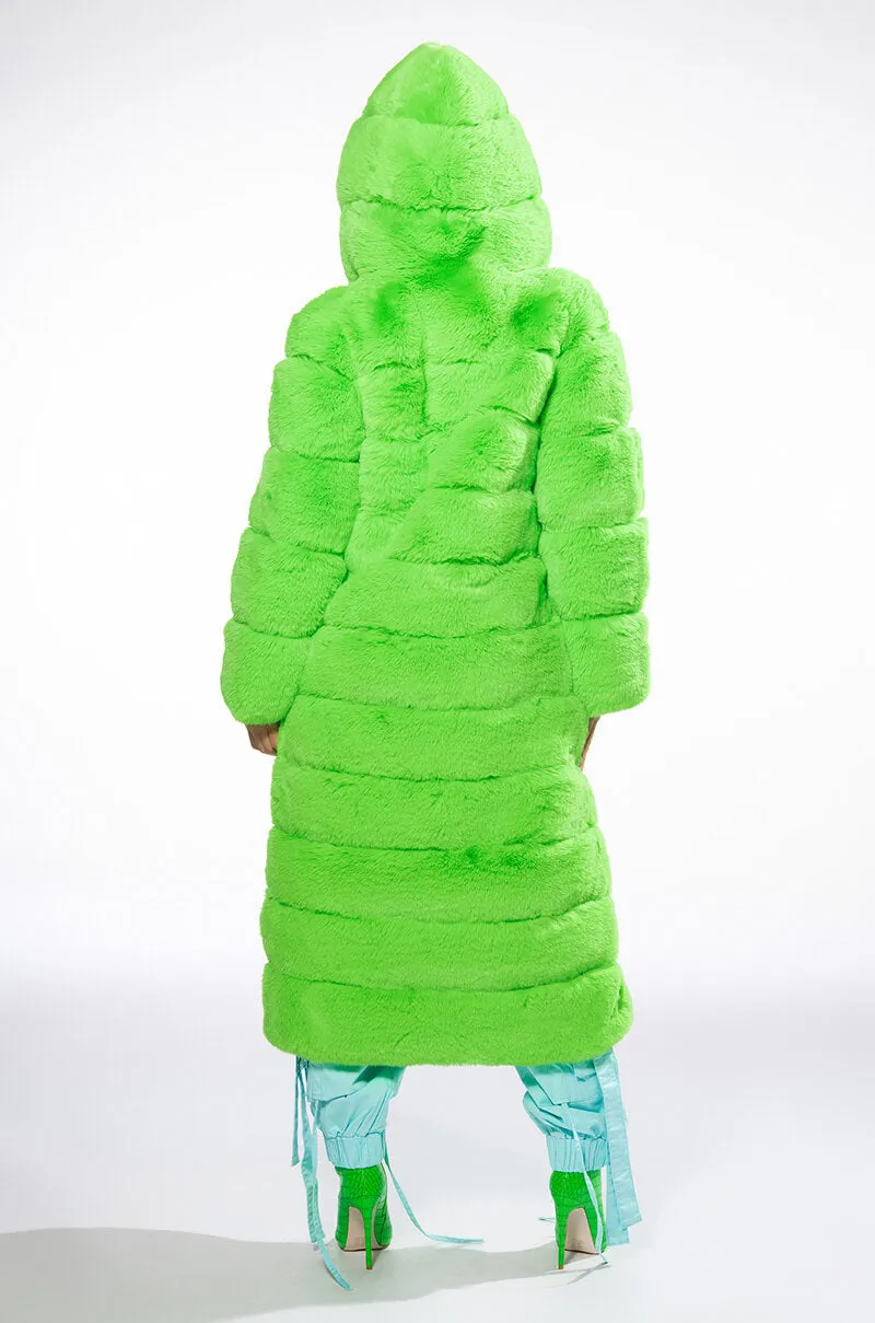 AZALEA WANG LIME CRIME FAUX FUR TRENCH