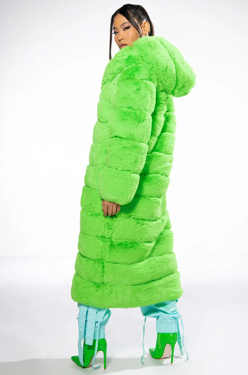 AZALEA WANG LIME CRIME FAUX FUR TRENCH