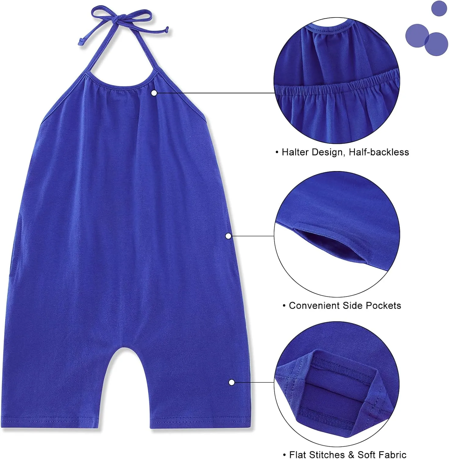 Backless Strap Slouch Jumpsuit for Toddler Girls Cute Harem Halter Romper Pants with Pockets