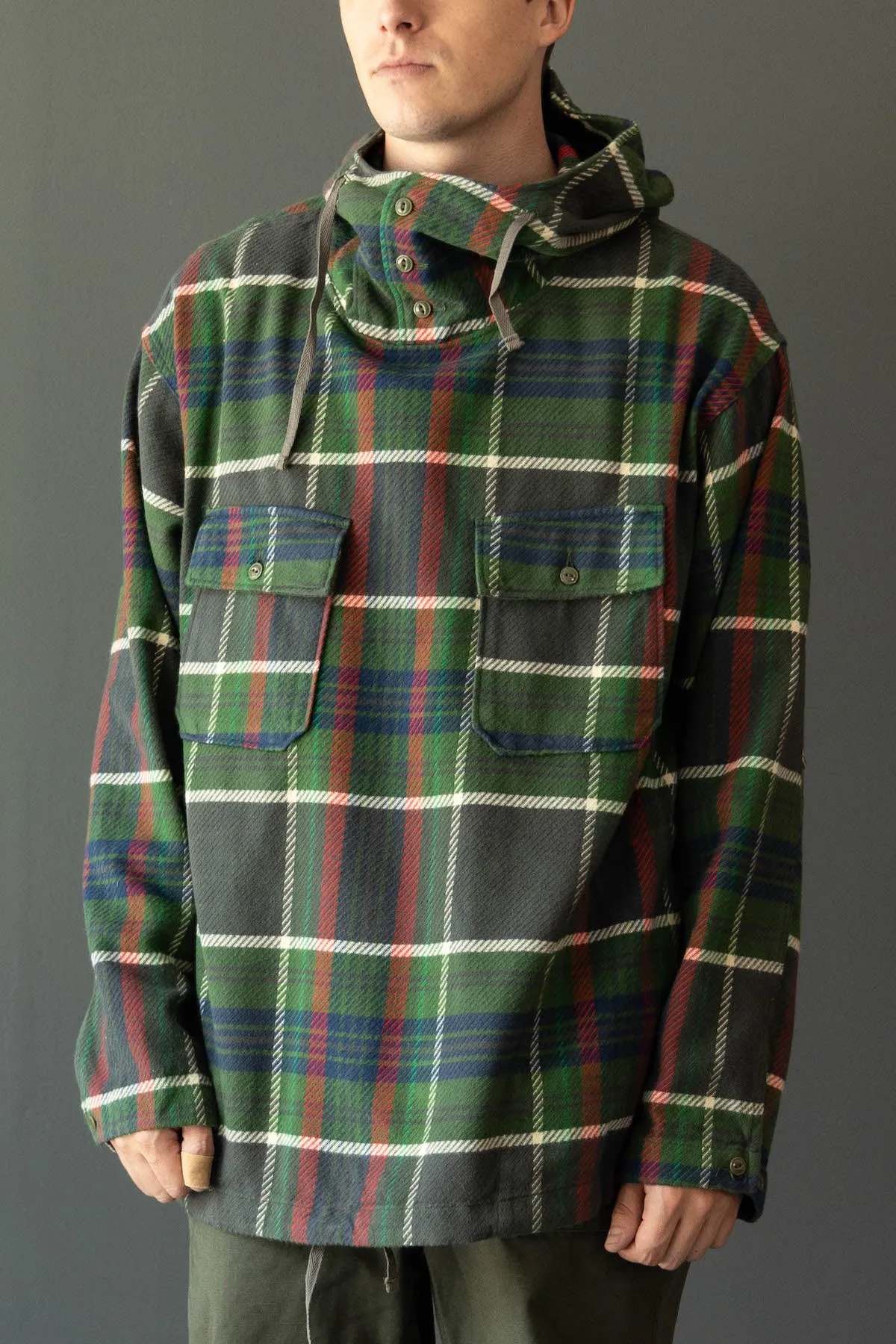 Cagoule Shirt - Olive Cotton Heavy Twill Plaid