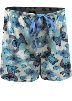 Disney's Lilo and Stitch Tropical Flowers Blue Ladies Sleep Shorts