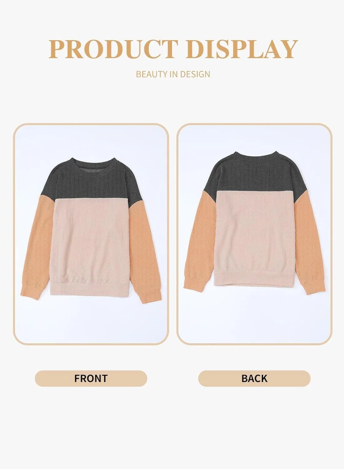 Eytino Plus Size Sweatshirt for Women Striped Colorblock Long Sleeve Crewneck Casual Loose Pullover Shirt Top(1X-5X)