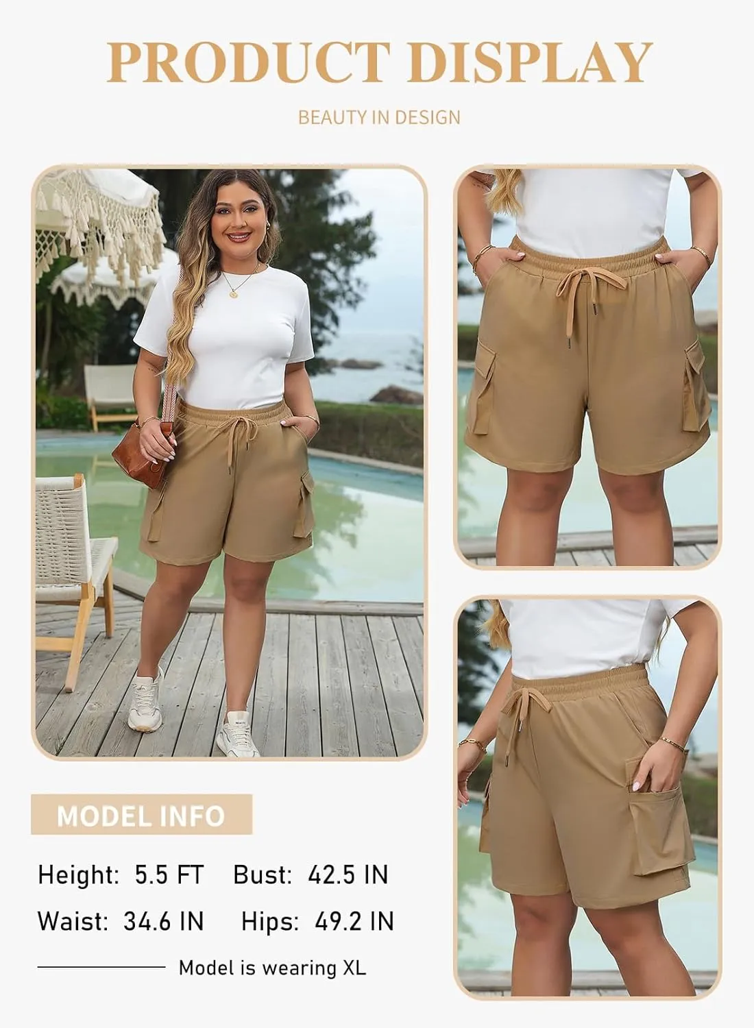 Eytino Womens Plus Size Hiking Cargo Shorts Lightweight Active Athletic Shorts Running Summer Shorts with Pockets(1X-5X)