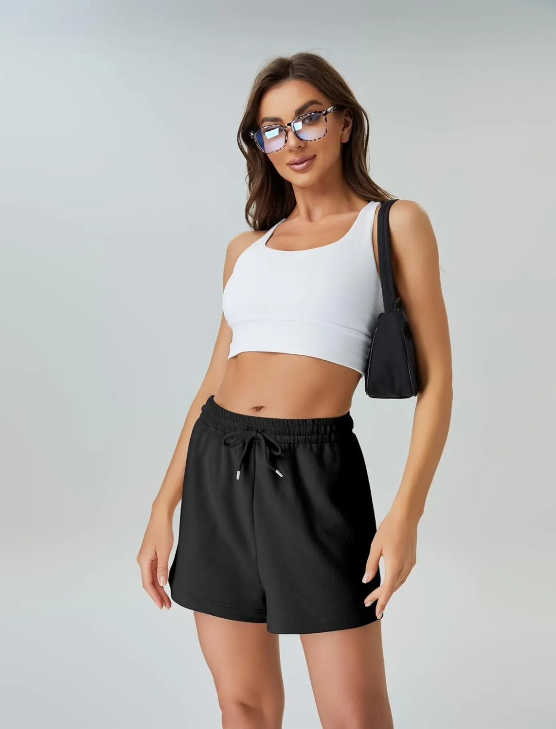 FireSwan Sweat Shorts for Women Drawstring Cotton Running Shorts Athletic Summer Workout Lounge Shorts with Pockets