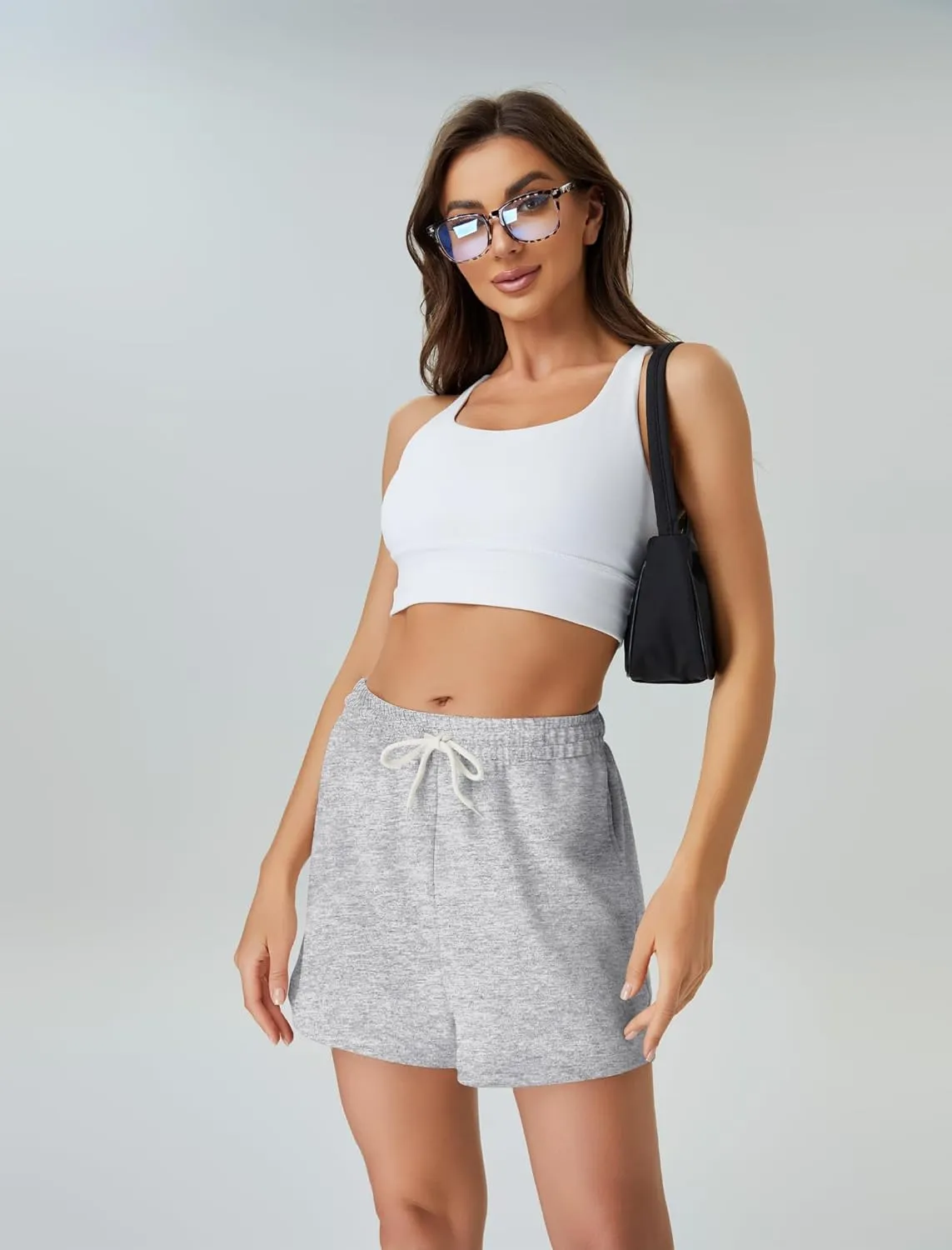FireSwan Sweat Shorts for Women Drawstring Cotton Running Shorts Athletic Summer Workout Lounge Shorts with Pockets