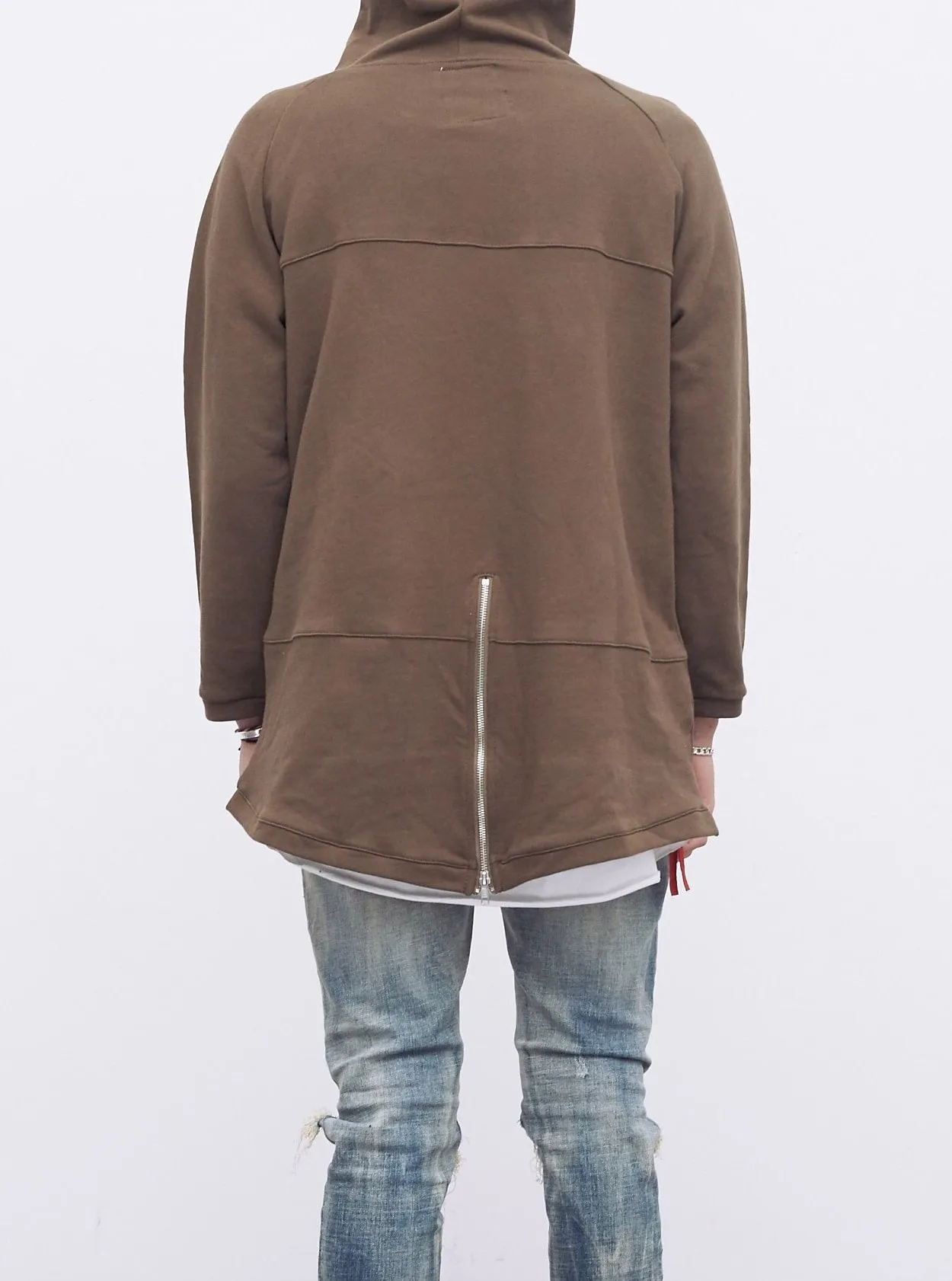 French Terry Anorak Pullover in Shadow Brown