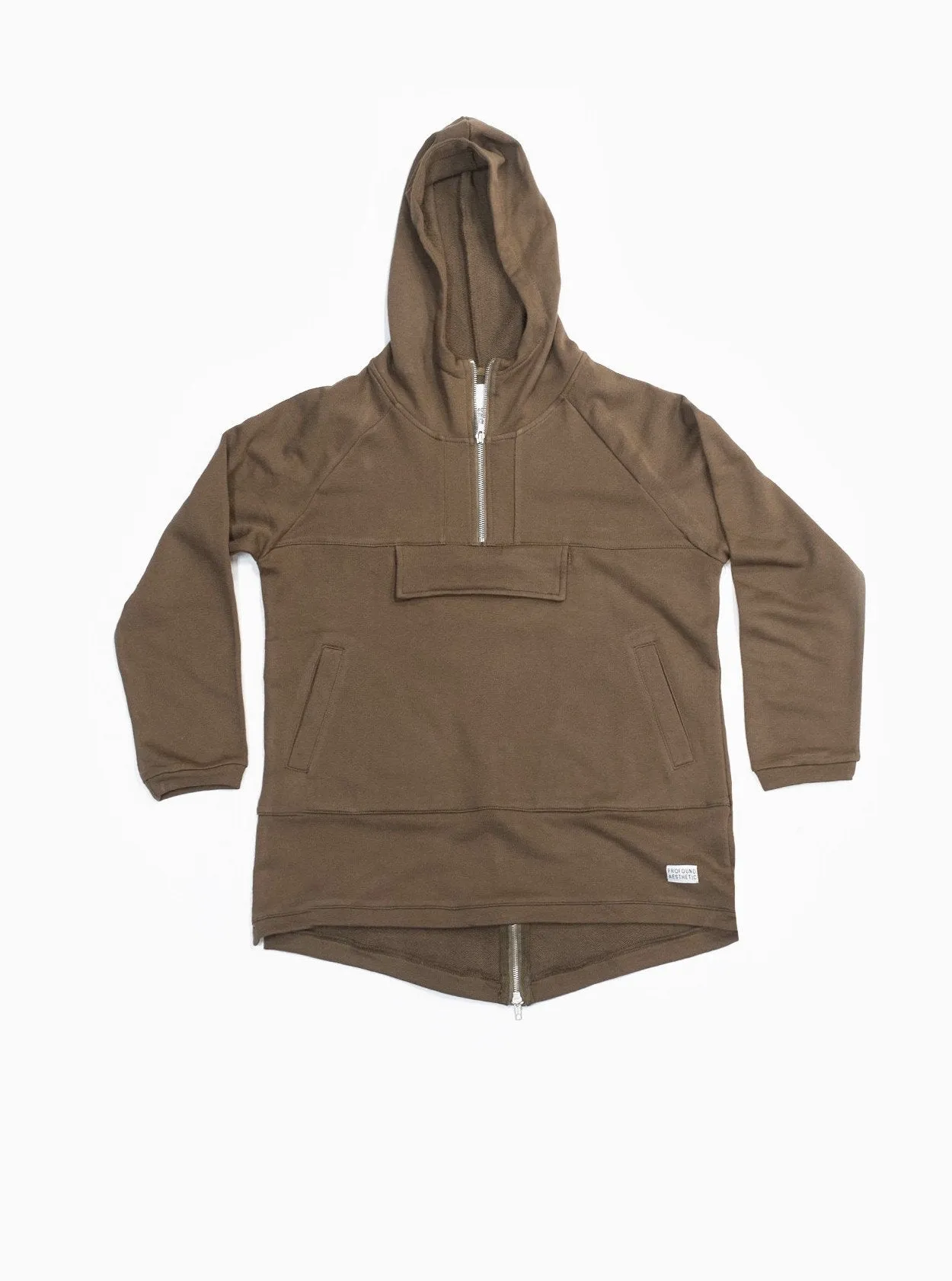 French Terry Anorak Pullover in Shadow Brown