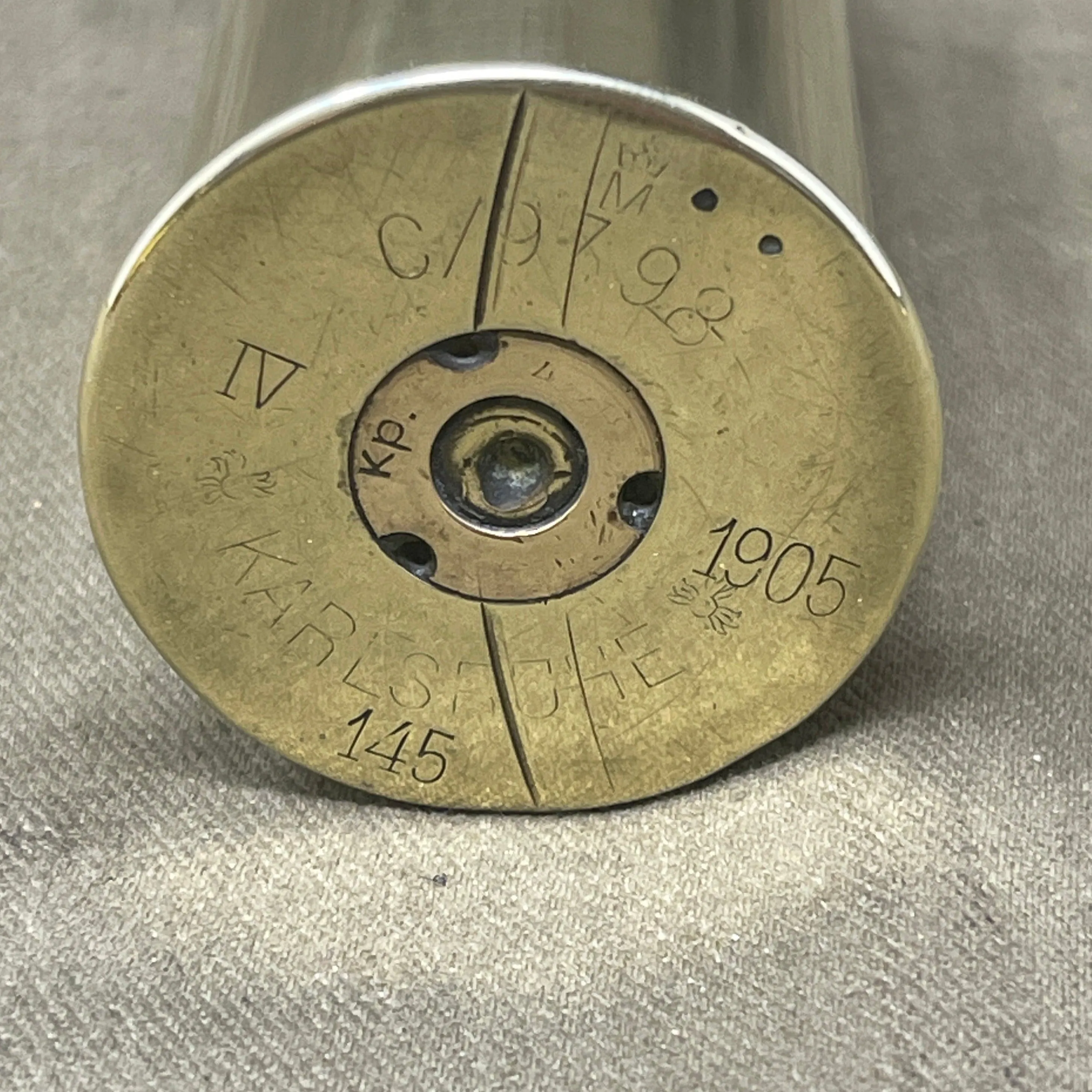 German WW1  37mm 1905 C/97 98 Karlsruhe Brass Cartridge Case