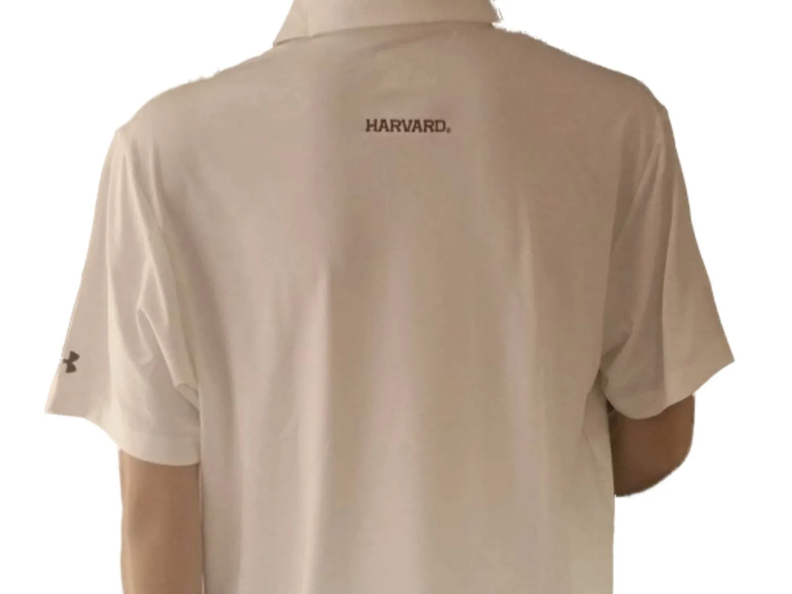 Harvard Crimson Under Armour Heatgear White SS 3 Button Golf Polo T-Shirt (L)