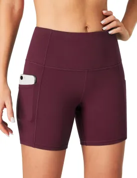 Heathyoga Biker Shorts Women Tummy Control 5" Workout Shorts Women with Pockets High Waisted Spandex Shorts for Gym Yoga