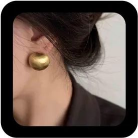 Minimalist Half Ball Stud Earrings Gold Brushed Ball Earrings Metal Round Ball Shape Earrings Large Ball Dome Earrings Jewelry for Women