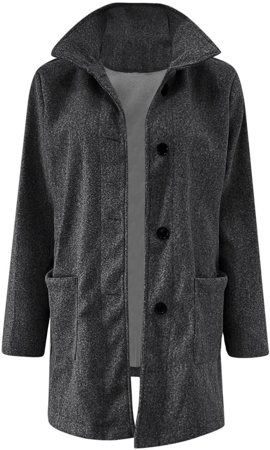 Mmoneyake Pea Coats for Women Single Breasted Stand Collar Casual Trench Coat Warm Winter Coats Wool Blazer Jacket Overcoat