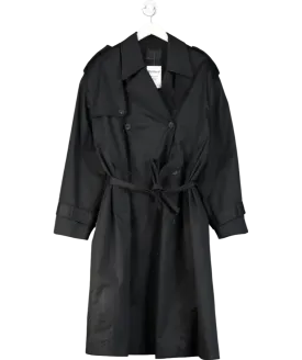 Oak   Fort Black Cotton Belted Trench Coat UK M