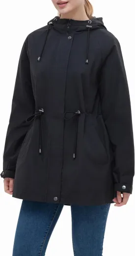Rokka&Rolla Women's Water-Resistant Anorak Hooded Rain Jacket Trench Coat
