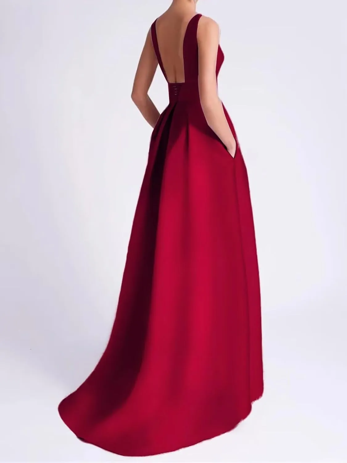 SHANDUAO 3D Flower Satin Mother of The Bride Dresses Hi-Low Formal Gown with Train