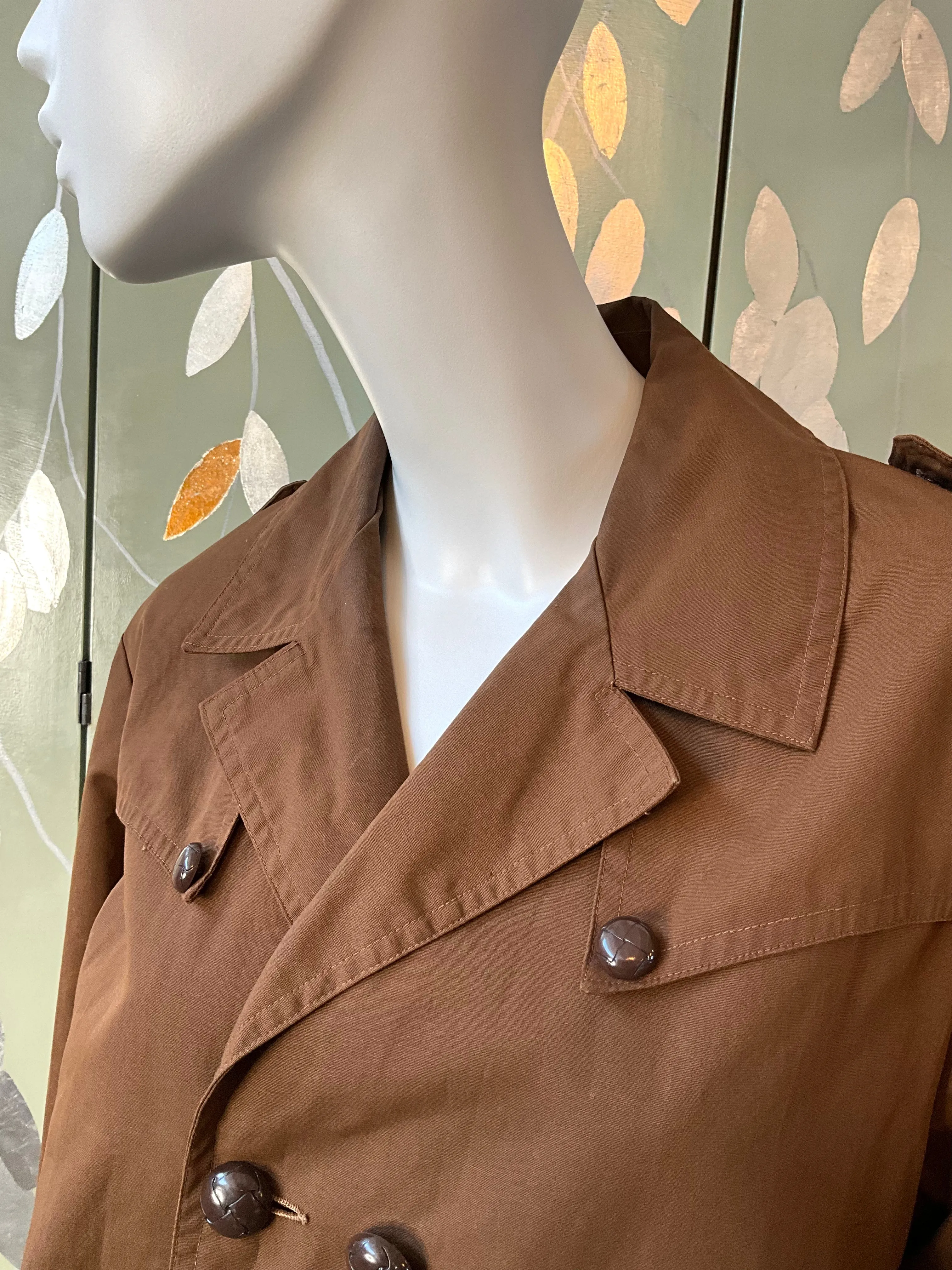Vintage 1970s Brown Trench Mac Coat, Large