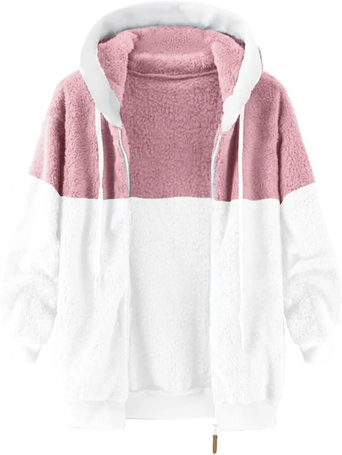 Women's Casual Fashion Loose Solid Color Hat Plus Fleece Collar Pocket Jacket