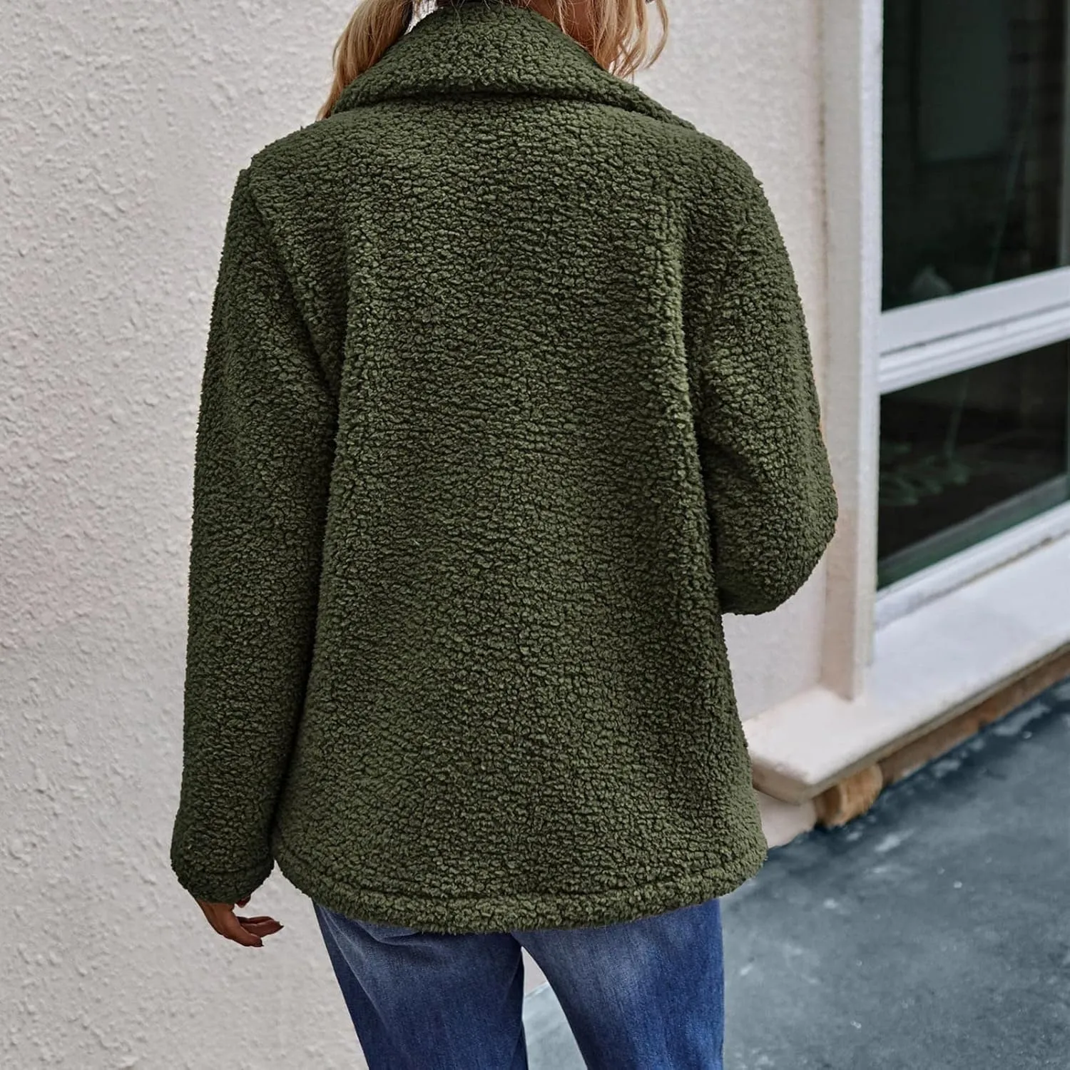 Women's Casual Fashion Loose Solid Color Hat Plus Fleece Collar Pocket Jacket