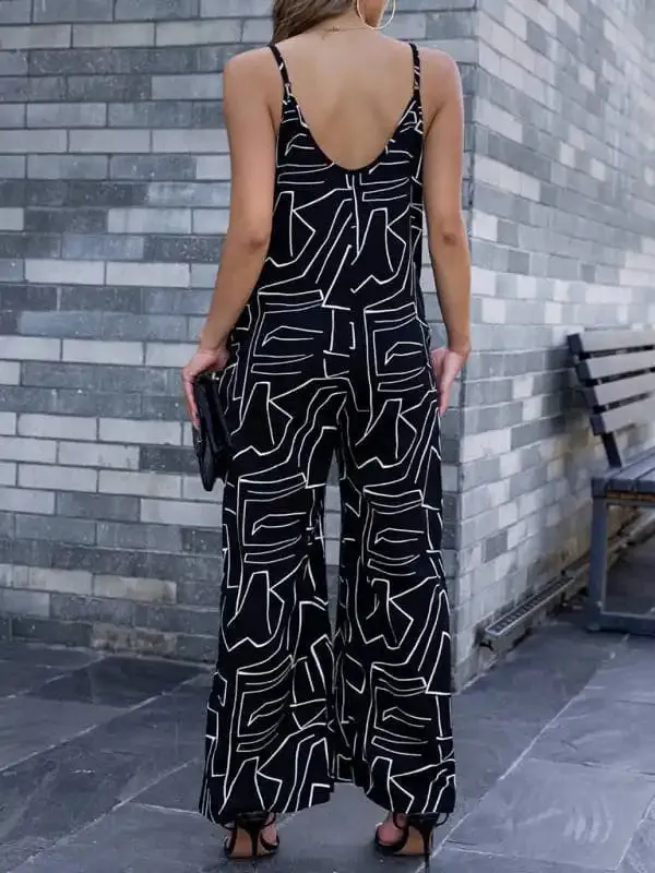 Women’s new pattern loose suspender long jumpsuit