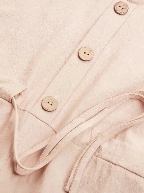 Women’s Round Neck Short Solid Color Lapel Lapel Short Sleeve Romper
