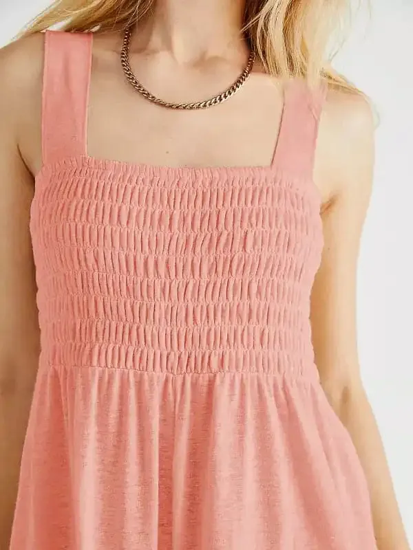 Women’s Square Neck Casual Slim Pleated Jumpsuit