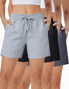 ZUTY 3 Pack 5" Womens Athletic Shorts Basic Running Shorts Lightweight Quick Dry Gym Workout Shorts with Pockets
